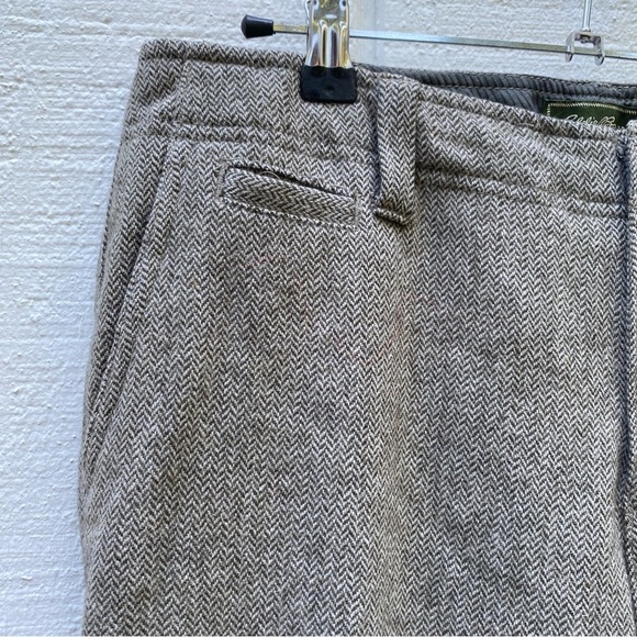 Eddie Bauer size 10 tall wool blend houndstooth trouser with cuffed hem - Picture 3 of 9